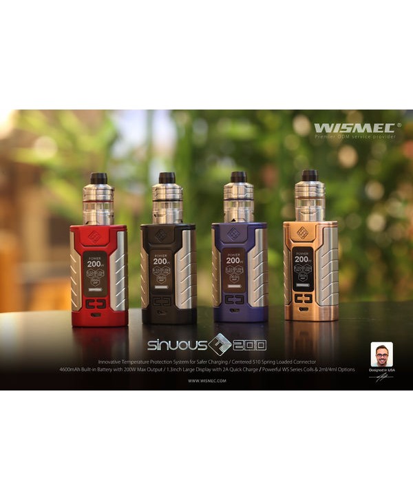 Wismec SINUOUS FJ 200 200W Kit with Divider Tank 4600mAh & 4ML